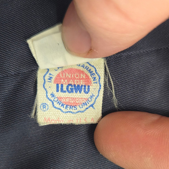 Vintage 70s Harve Benard Navy Wool Double Breasted Overcoat ILGWU Size Large - Picture 14 of 15